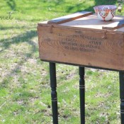 Upcycle: Old Crate to Framhouse Chic Side Table. By Girl in the Garage