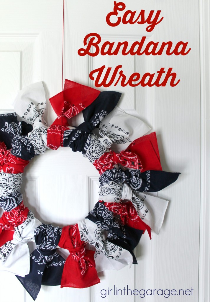 Easy Bandana Wreath - It only takes about 30 minutes!  girlinthegarage.net