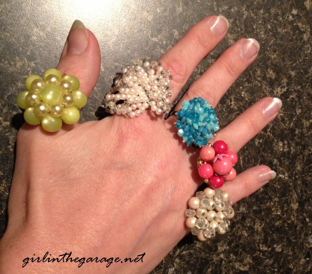 How to repurpose vintage earrings into beautiful custom rings - Girl in the Garage