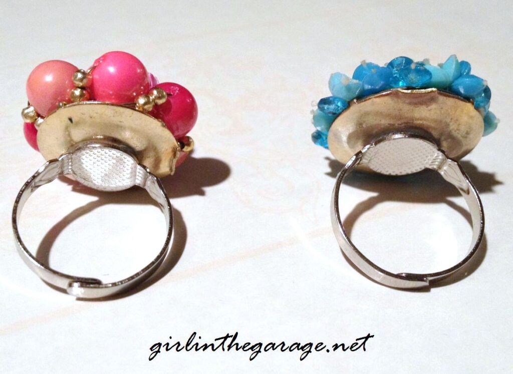 How to repurpose vintage earrings into beautiful custom rings - Girl in the Garage