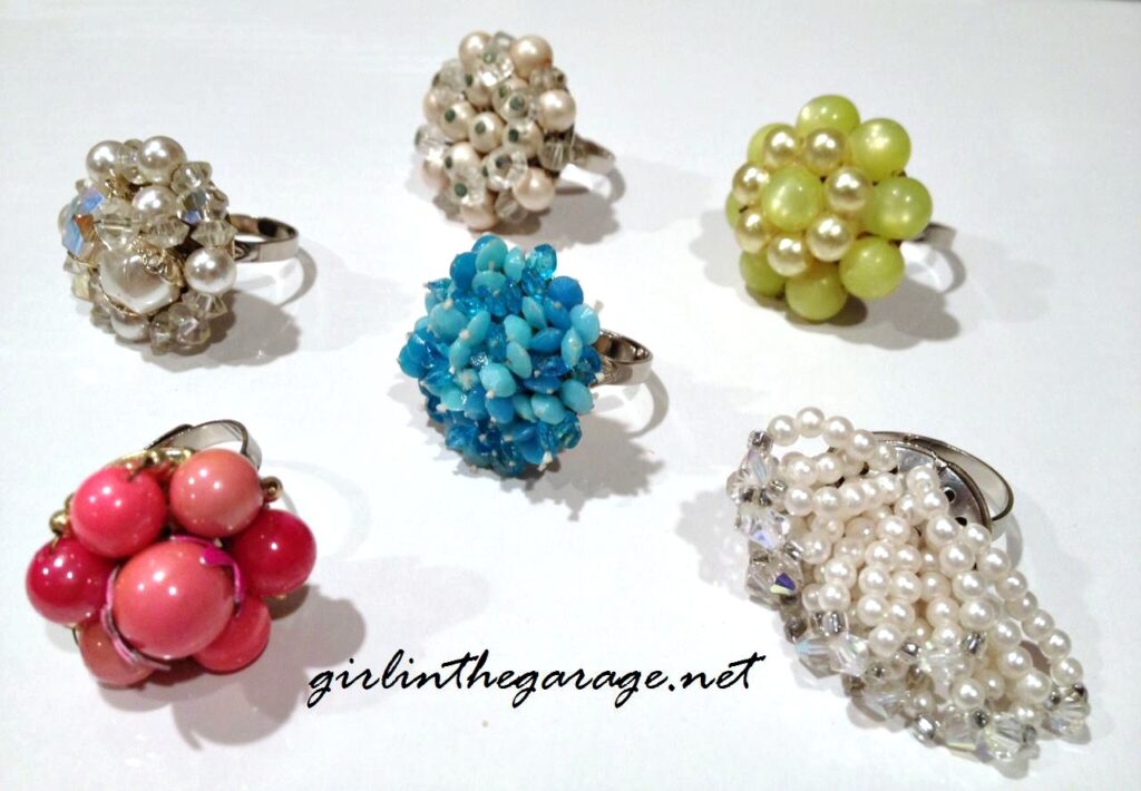 How to repurpose vintage earrings into beautiful custom rings - Girl in the Garage