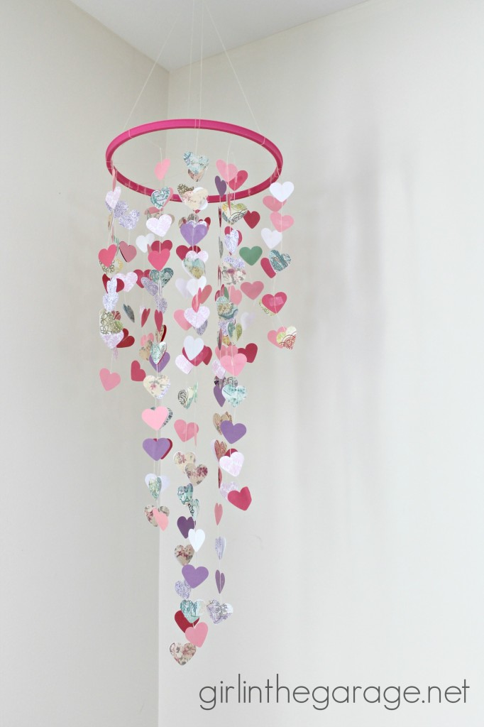 Hanging Hearts - Valentine's Day Mobile Tutorial - Girl in the Garage