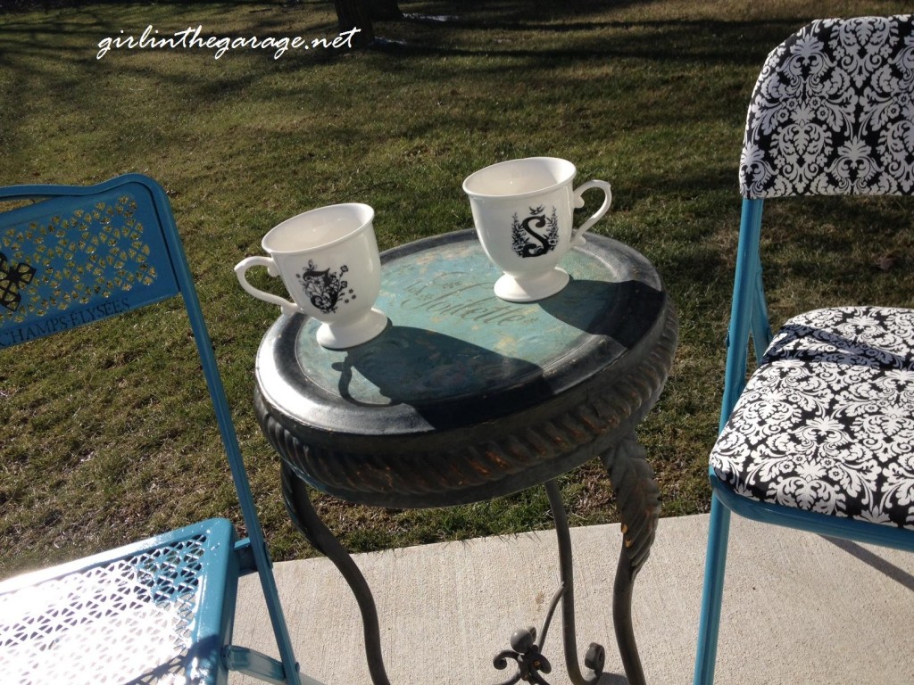 Reupholstered cafe chairs from girlinthegarage.net