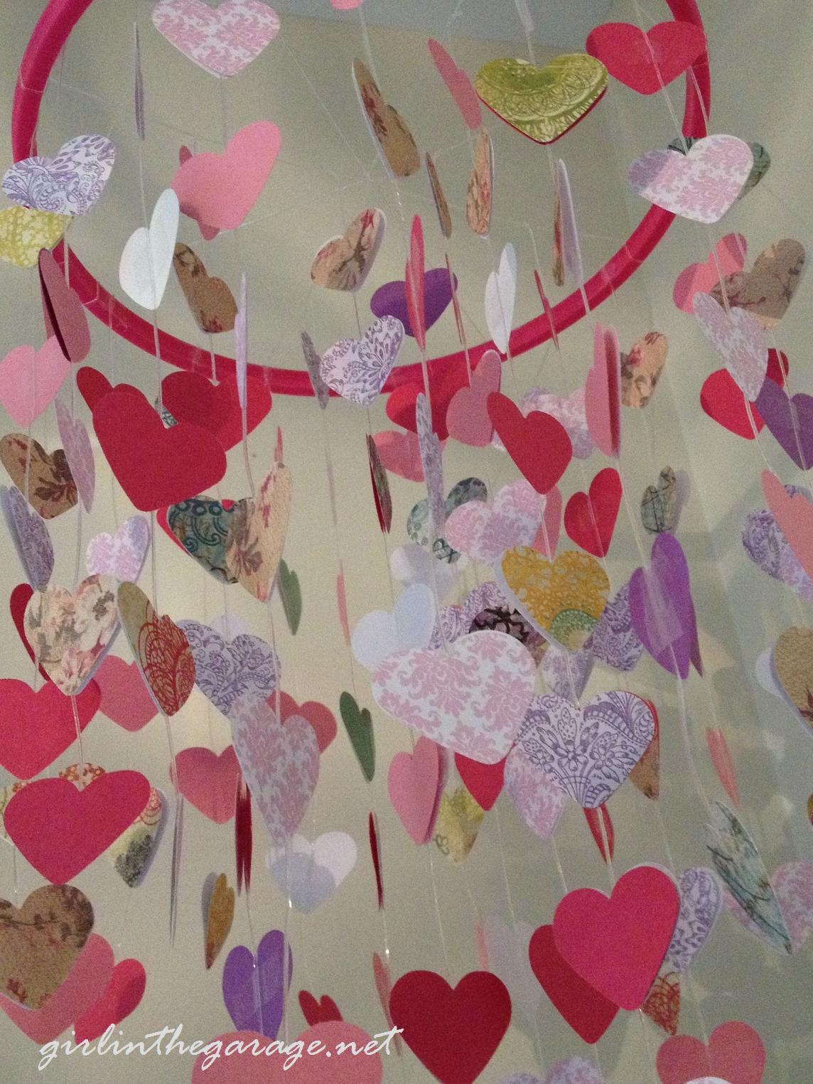 Hanging Hearts Mobile by Girl in the Garage - Perfect for Valentine's Day or in a little girl's bedroom!