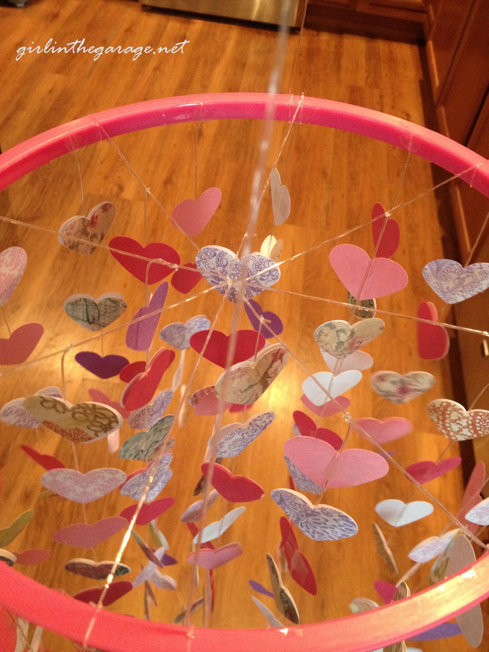 Hanging Hearts Mobile by Girl in the Garage - Perfect for Valentine's Day or in a little girl's bedroom!