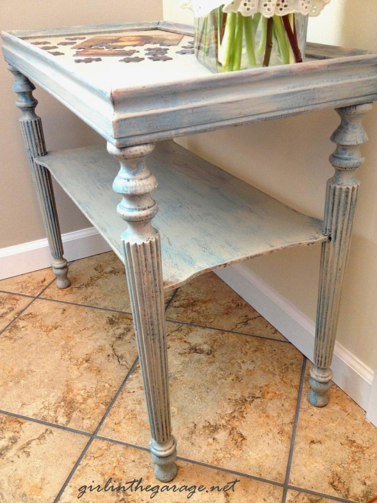 Distressed side table by Girl in the Garage