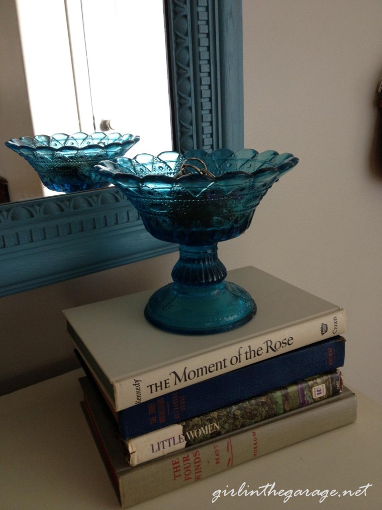 Vintage books and glass bowl - Girl in the Garage