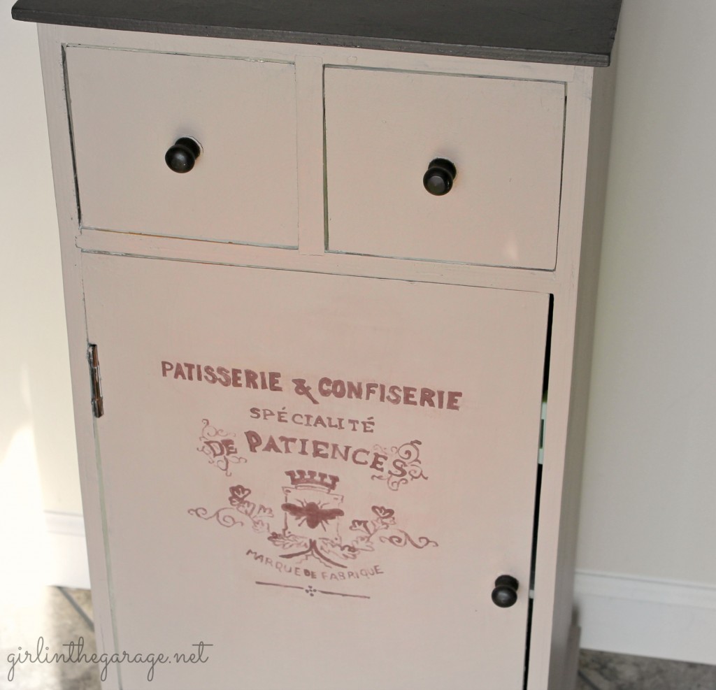 French graphic cabinet makeover by Girl in the Garage