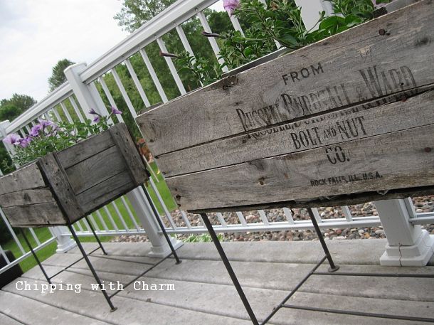 Deck Planters from Old Crates by Chipping With Charm