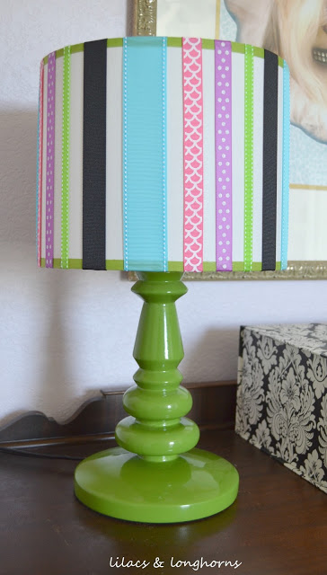 Lampshade updated with ribbon by Lilacs & Longhorns