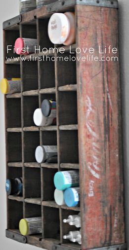 Craft storage from an old crate by First Home Love Life