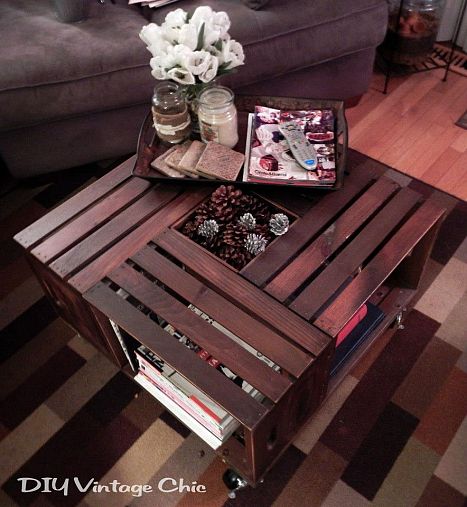 Vintage Wine Crate Coffee Table by DIY Vintage Chic