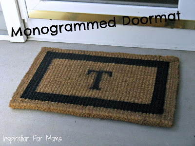 Pottery Barn inspired monogrammed doormat by Inspiration for Moms