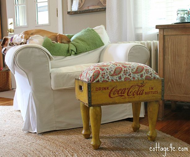 Footstool using an old Coca-Cola crate by Cottage 4C