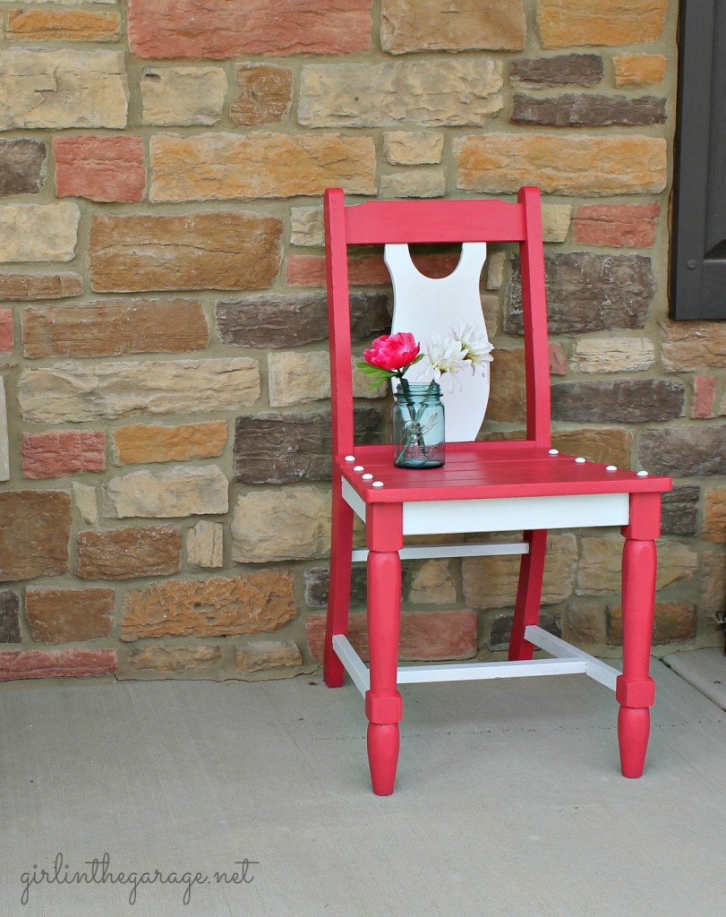 Berry Blush chair makeover by Girl in the Garage