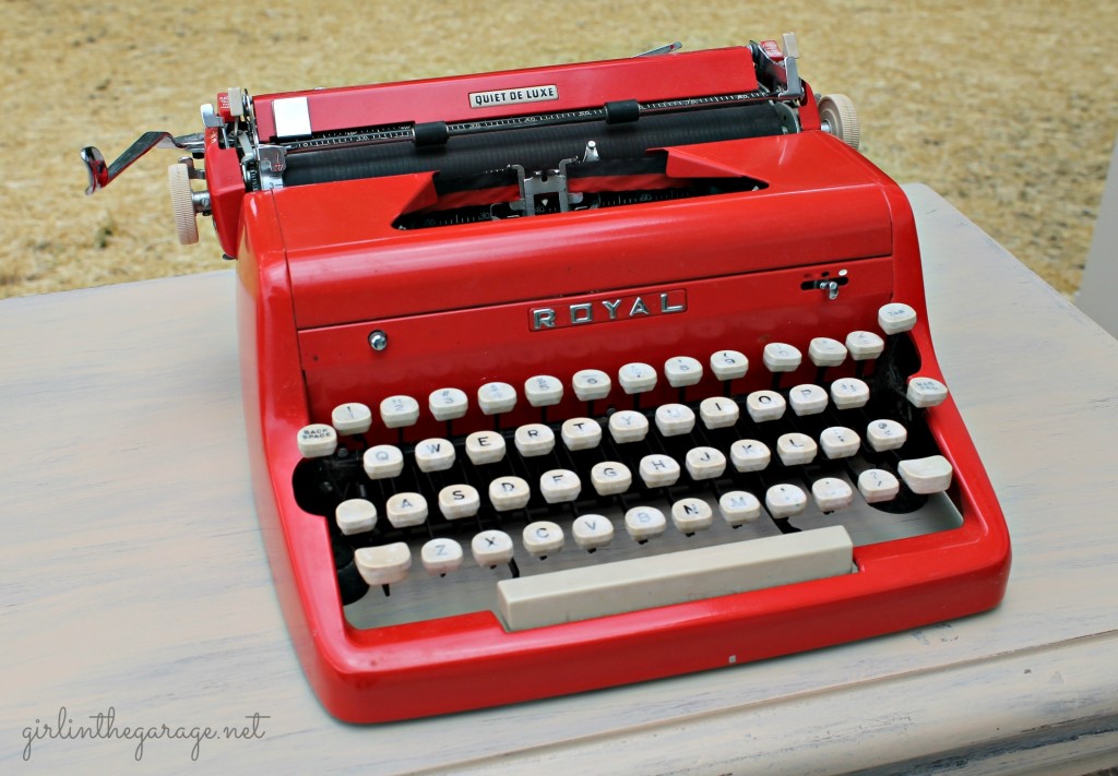 Vintage desk makeover by Girl in the Garage.  An old tattered yard sale desk was repaired and revived into something definitely worthy of bringing inside the house!  