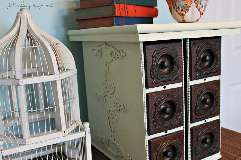 Creative Craft Paint Storage using vintage sewing machine drawers