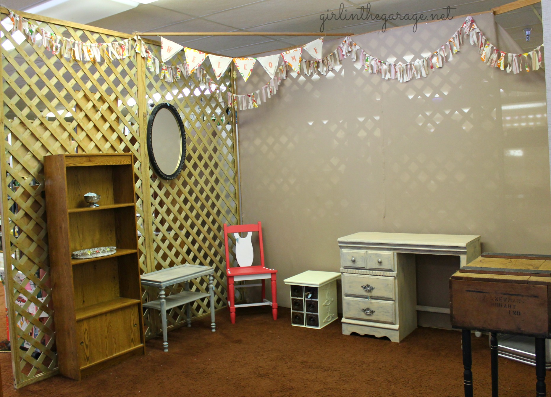 Refinished furniture booth at the antique mall - Girl in the Garage