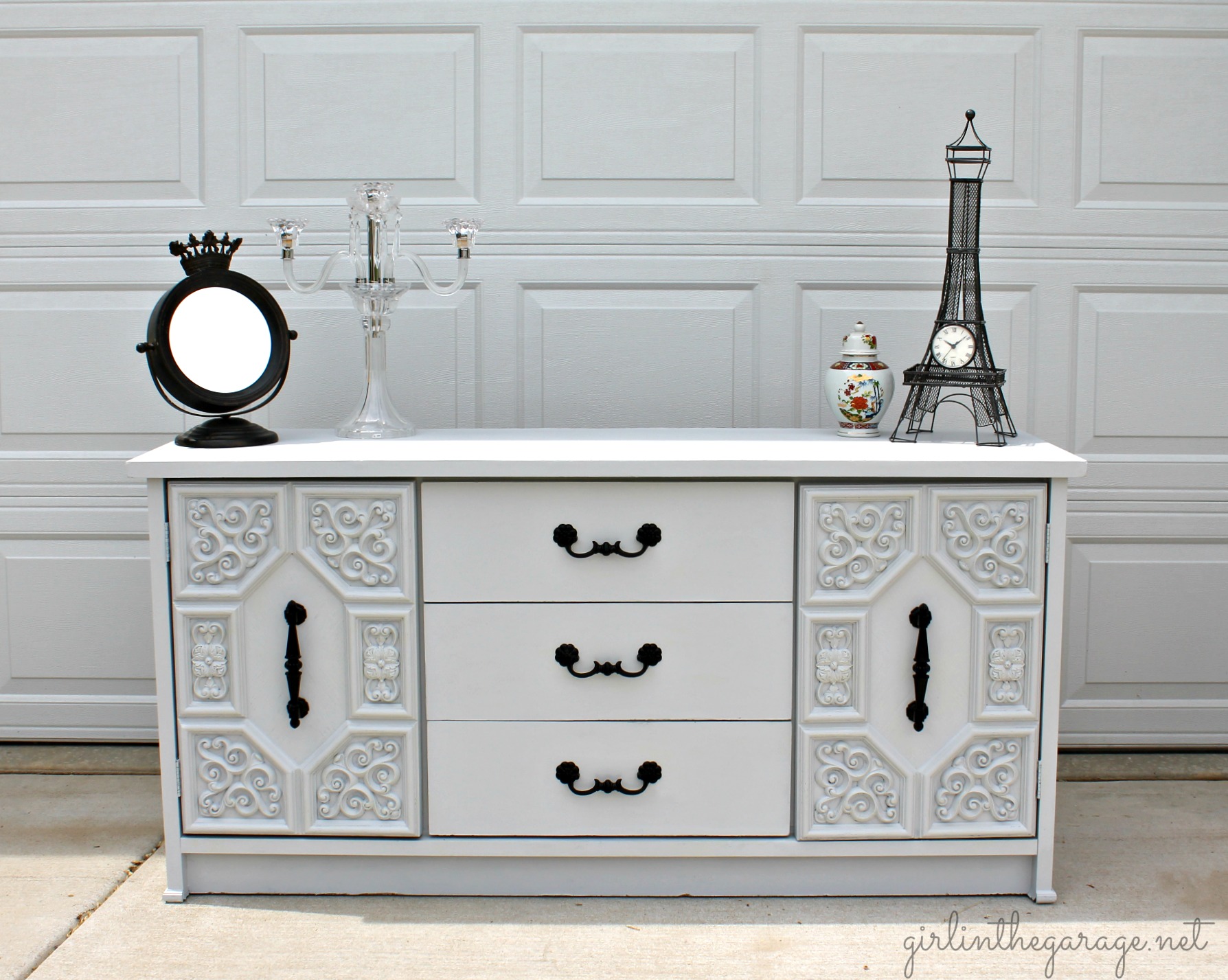 Broken curbside dresser makeover - Girl in the Garage