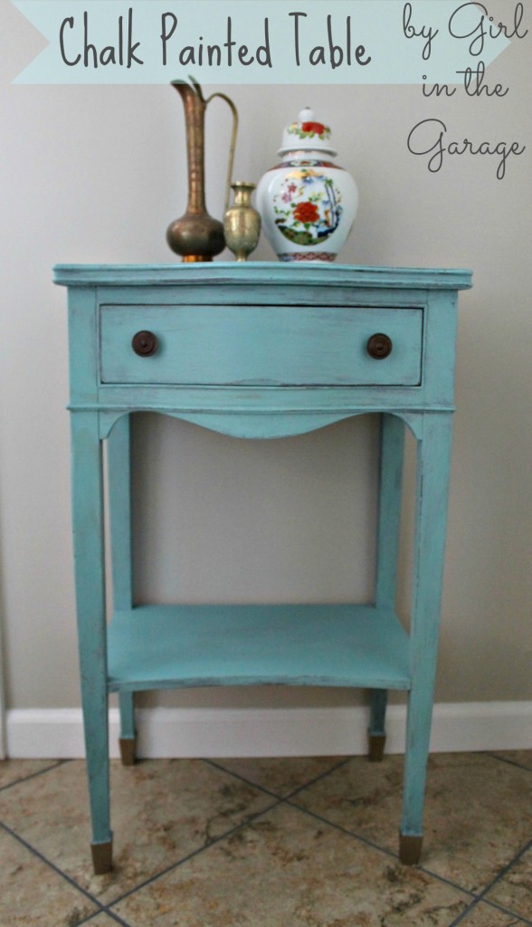 Annie Sloan chalk painted table with gold dipped feet.  Love this color!