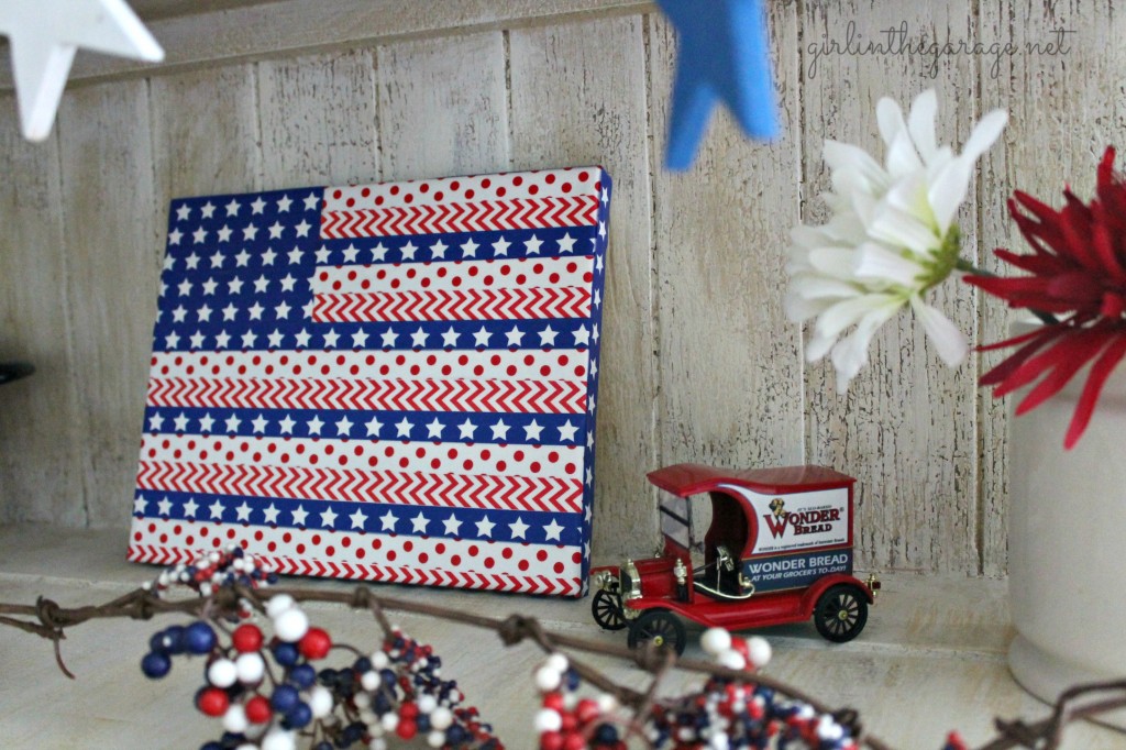 Washi tape flag and patriotic display for Independence Day