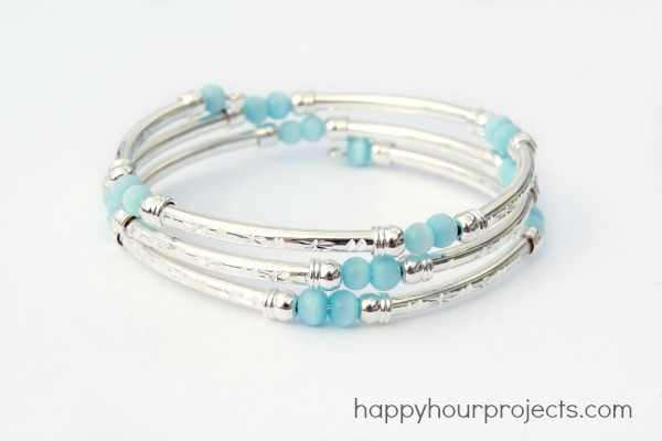 Memory Wire Tube Bead Bracelet by Happy Hour Projects