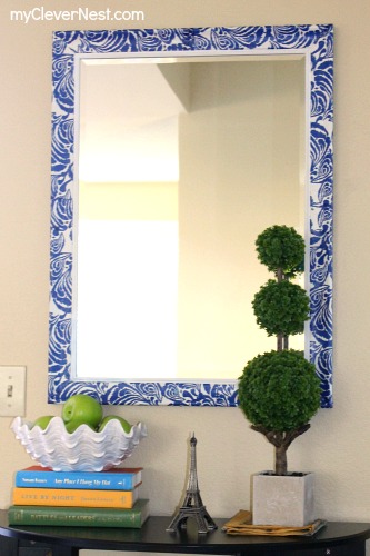 Mod Podged mirror with napkins by Clever Nest