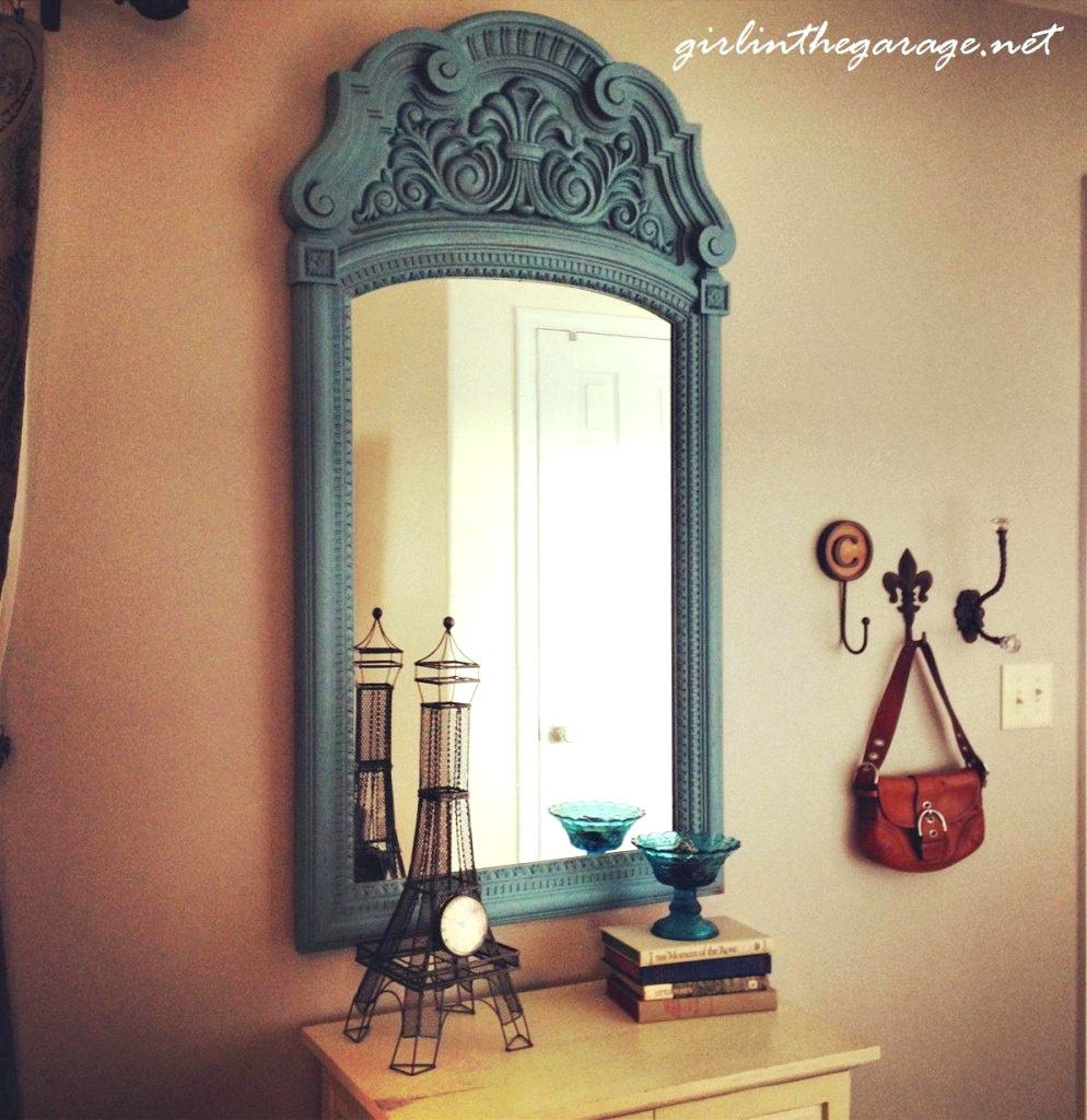 Bold color update for living room mirror by Girl in the Garage