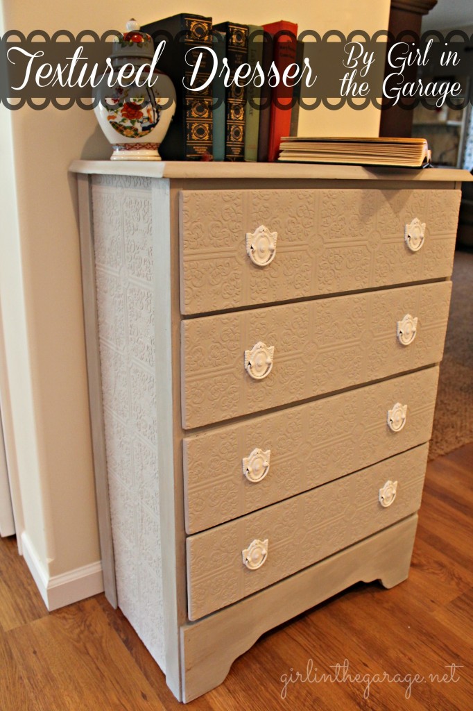 A plain dresser gets a makeover with paintable wallpaper, Annie Sloan Chalk Paint, and spray paint.