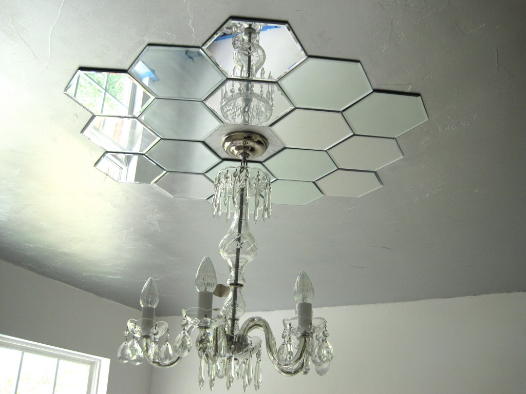 Mirrored ceiling medallion from candle plates by Faux Daddy Designs