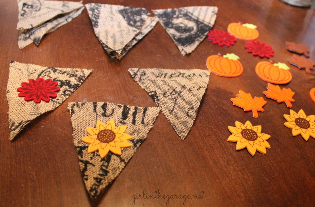 How to make an easy burlap banner and mantel decorated for fall. girlinthegarage.net