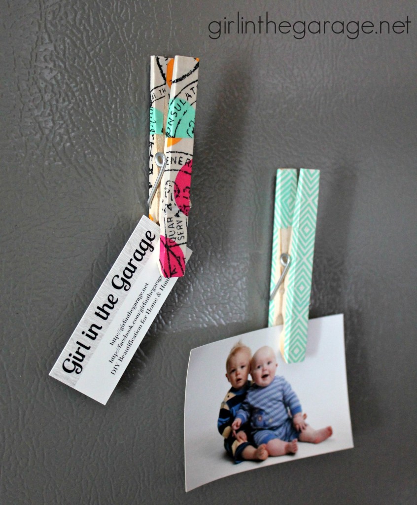 Washi tape chip clip magnets, as featured in the June 2014 issue of Woman's Day magazine!  girlinthegarage.net