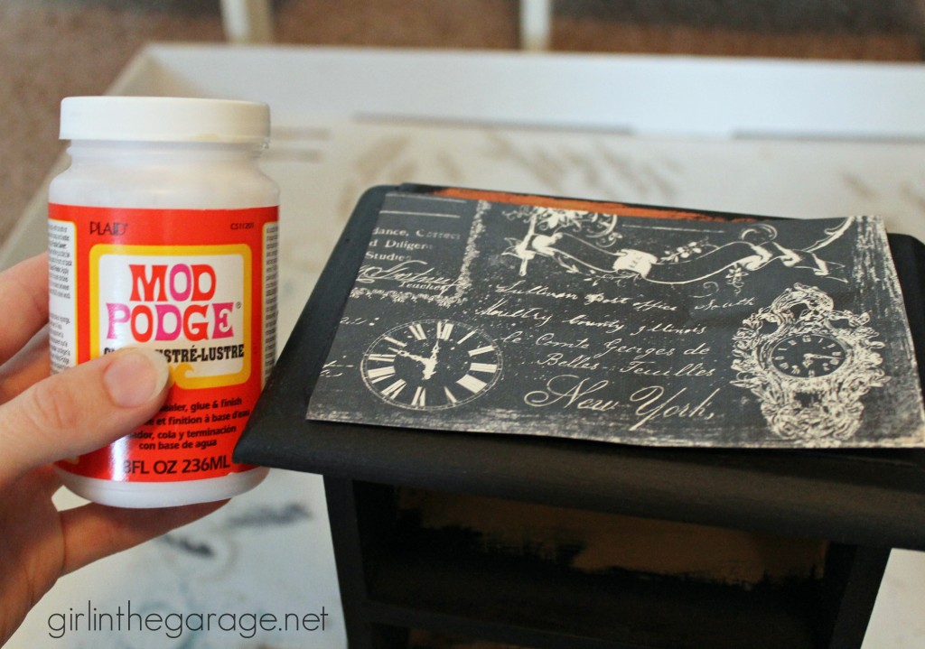Trinket box makeover with paint and decoupage.  girlinthegarage.net