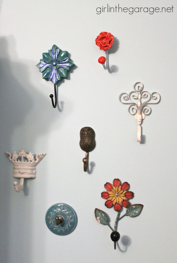 Pretty Wall Hooks as Jewelry Storage in the Bedroom I girlinthegarage.net