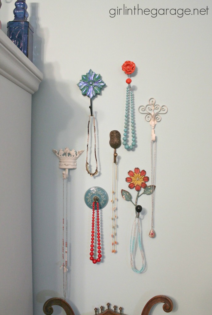 Wall Hooks as Jewelry Storage  Decorative wall hooks, Girls room decor,  Small bedroom organization