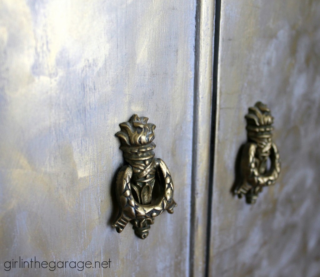 Gold and Gray Cabinet {Metallic Themed Furniture Makeover} - girlinthegarage.net