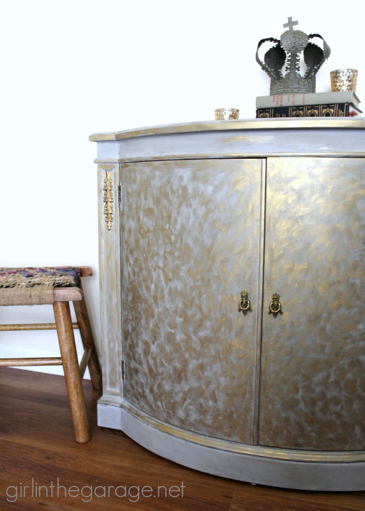 Gold and Gray Cabinet {Metallic Themed Furniture Makeover} - girlinthegarage.net