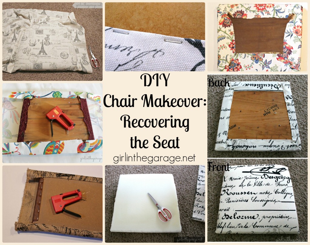 Chair Makeover: Recovering the seat.  girlinthegarage.net