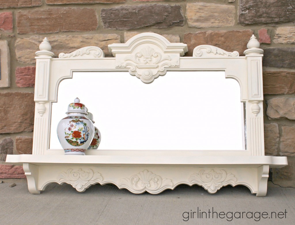 Mirror makeover with Chalk Paint and six other white projects.  girlinthegarage.net - Even a simple change of color can make a big impact in your home decor!