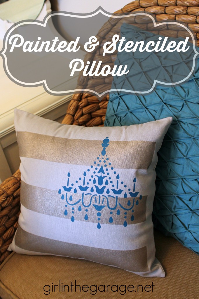 Painted and Stenciled Pillow #tulipforyourhome - girlinthegarage.net