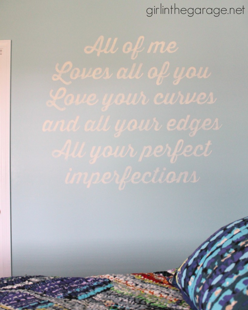 If there's a song that has special meaning to you, turn the lyrics into art for your wall!  girlinthegarage.net