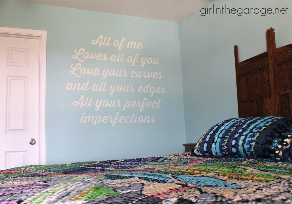 If there's a song that has special meaning to you, turn the lyrics into art for your wall!  girlinthegarage.net