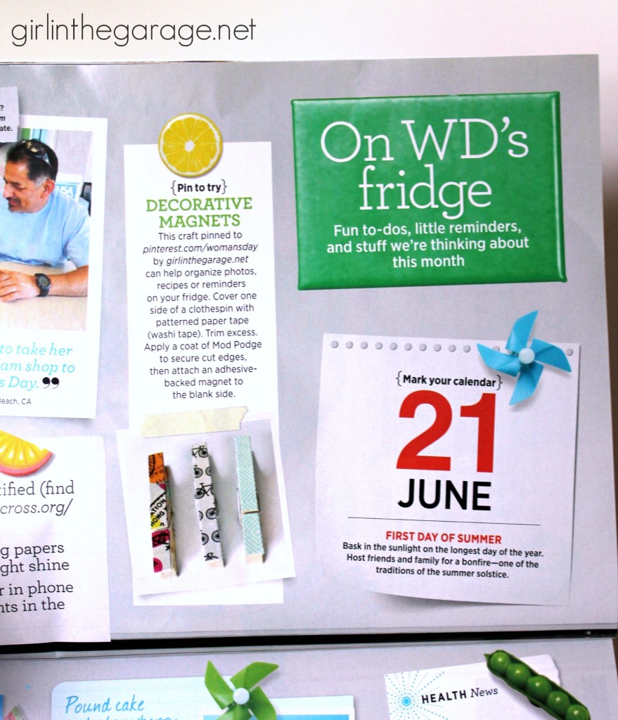 One of my projects is featured in the June 2014 issue of Woman's Day magazine!  girlinthegarage.net