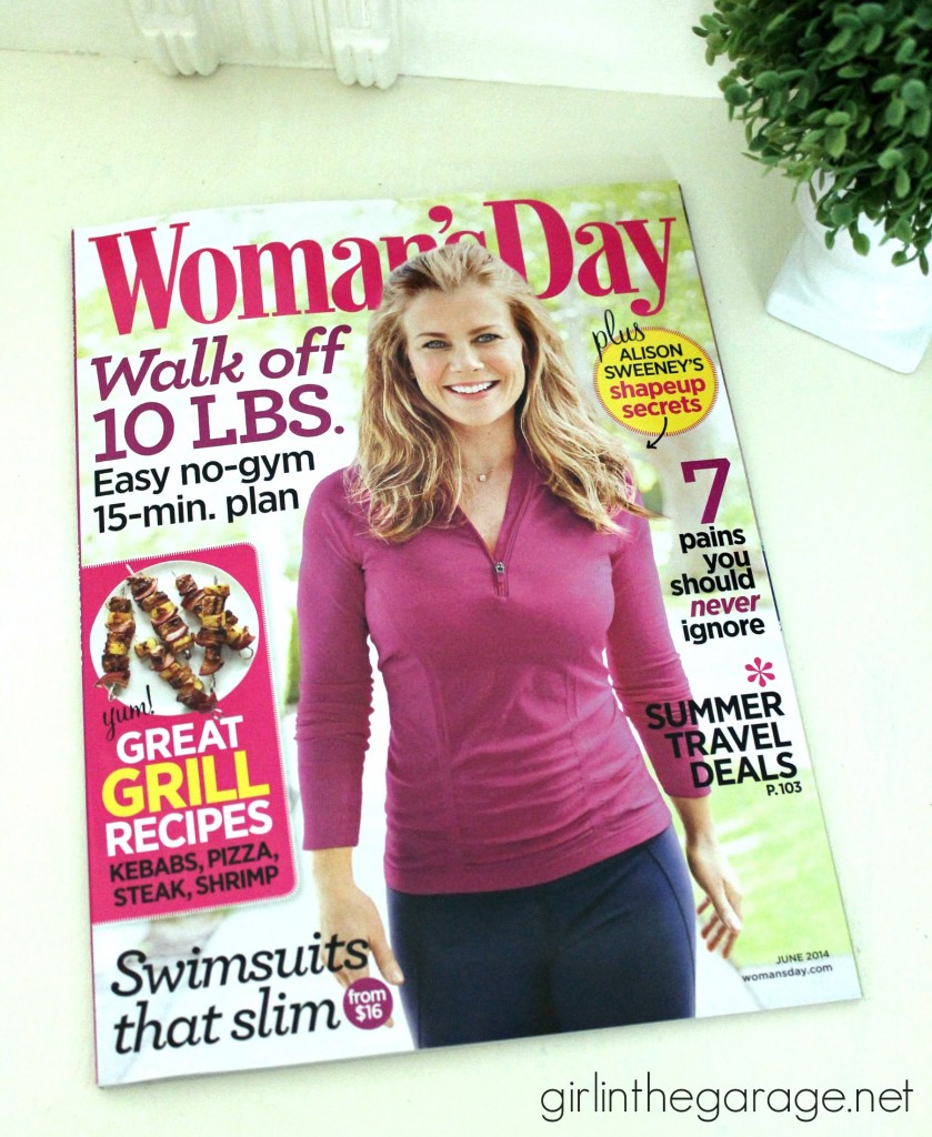 One of my projects is featured in the June 2014 issue of Woman's Day magazine!  girlinthegarage.net