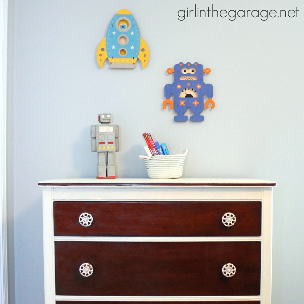 The Dresser Makeover That I'm Keeping:  A mini makeover with some Chalk Paint and new pulls for my son's bedroom.  girlinthegarage.net