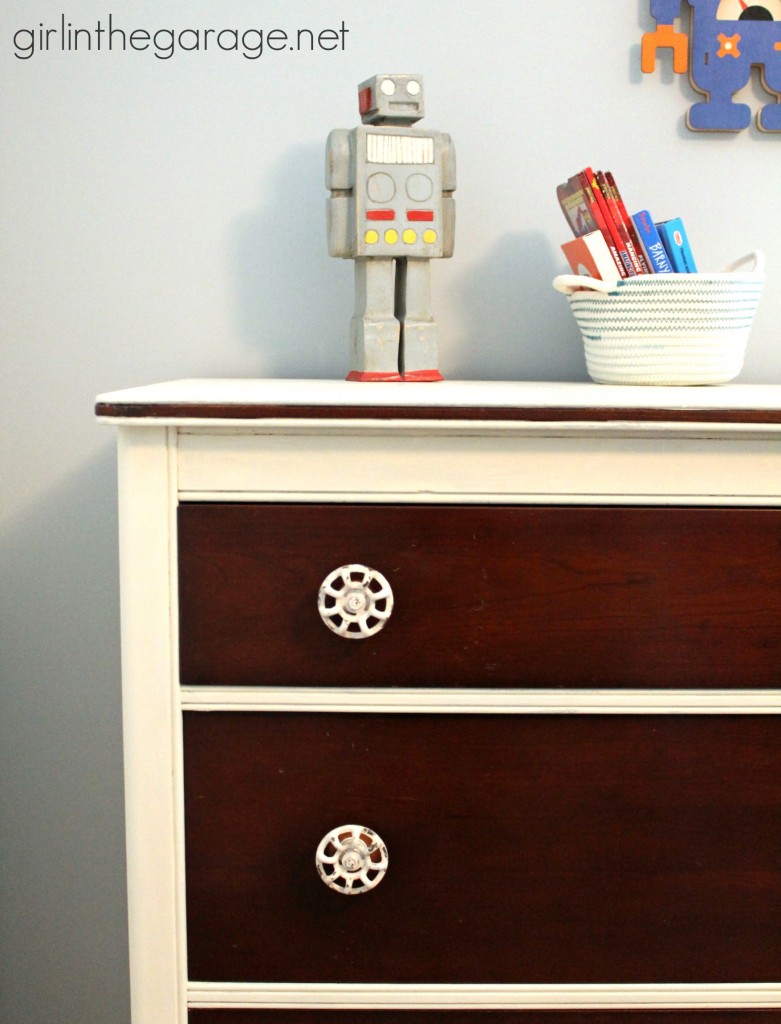 The Dresser Makeover That I'm Keeping:  A mini makeover with some Chalk Paint and new pulls for my son's bedroom.  girlinthegarage.net