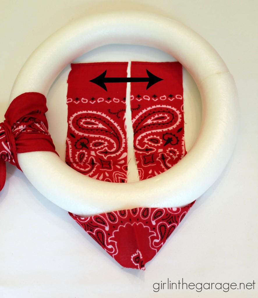 Easy DIY Bandana Wreath - It only takes about 30 minutes! By Girl in the Garage