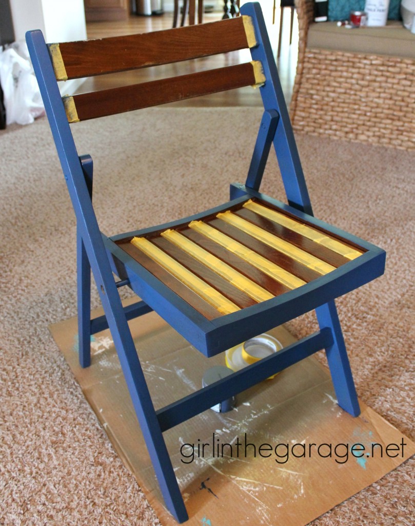 Red, White, and Blue Patriotic Chair Makeover - girlinthegarage.net