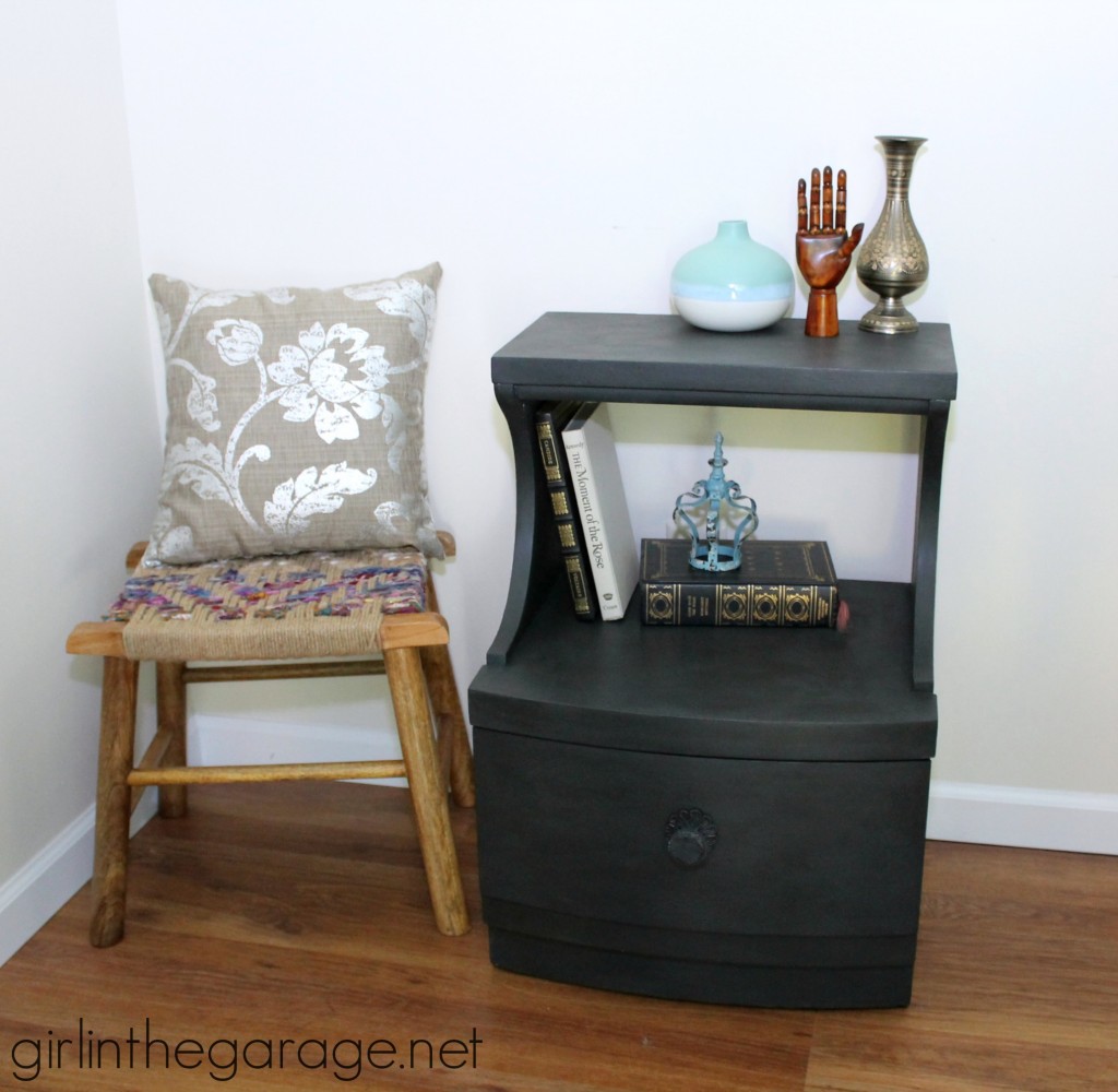 Beautiful decoupage table makeover with wallpaper and Chalk Paint.  girlinthegarage.net