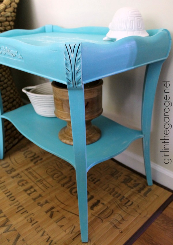 Turquoise French Script Table Makeover